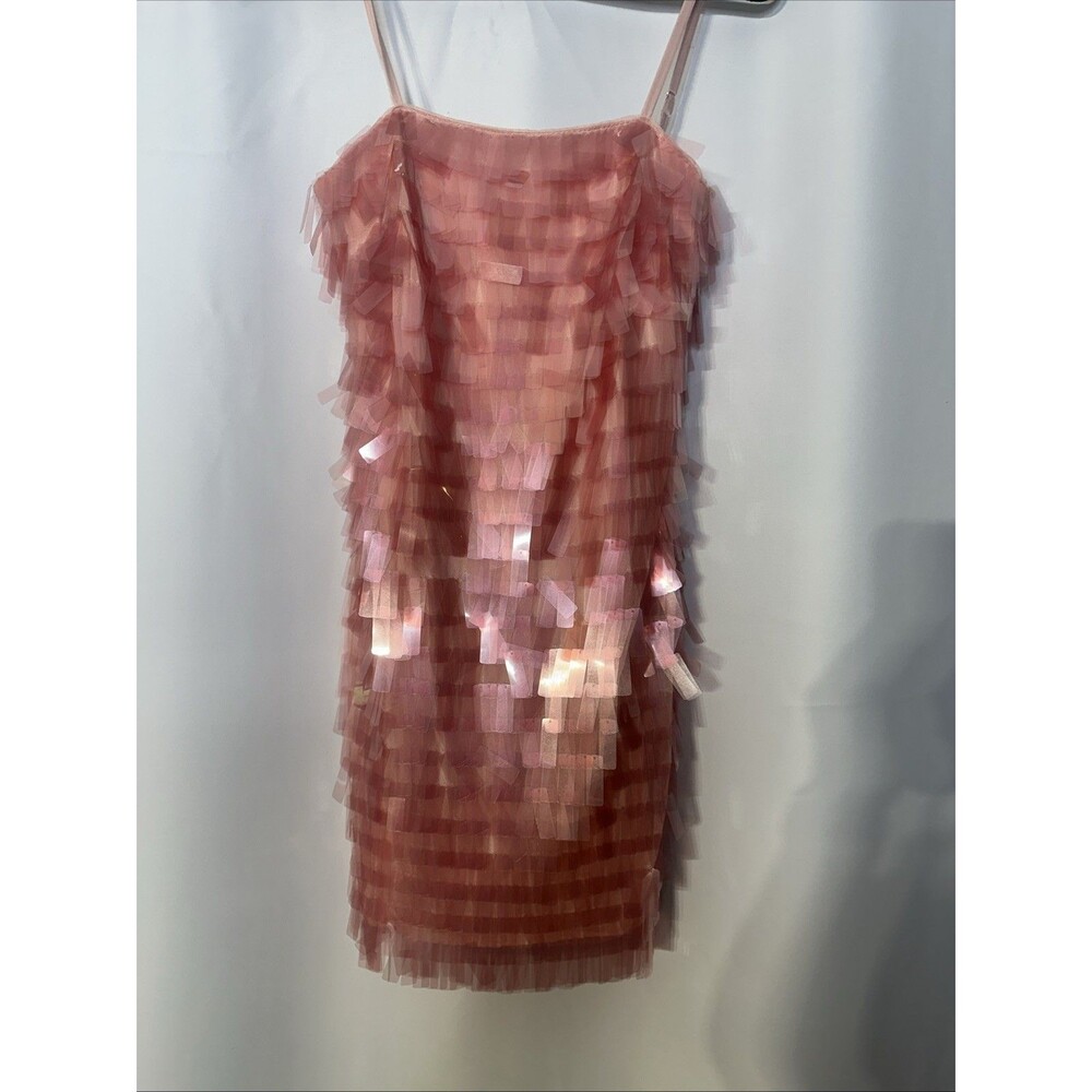 Badgley Mischka Pink Paillette Mini Dress   Pre owned Size 6